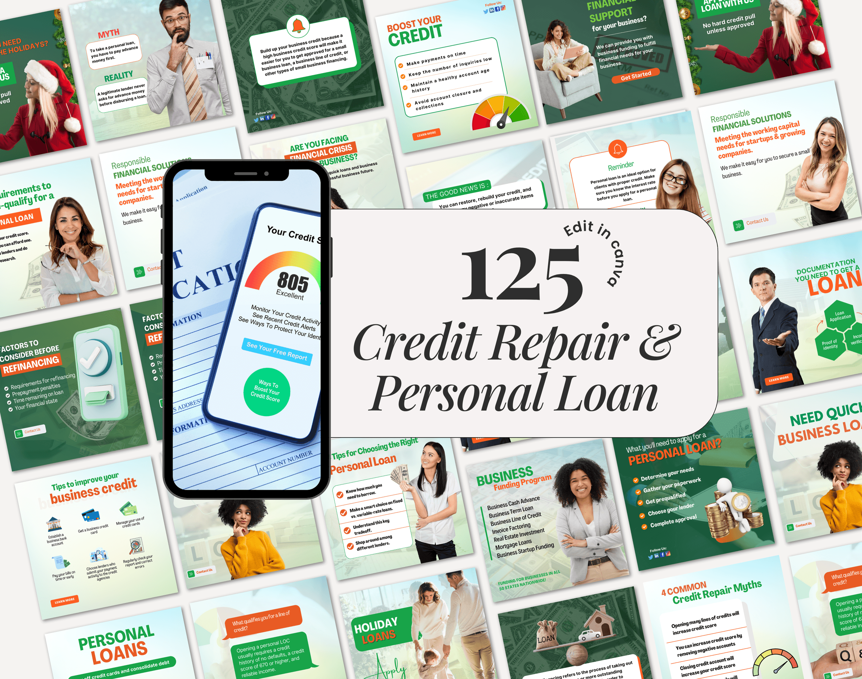Credit repair and personal loan social media canva Instagram templates